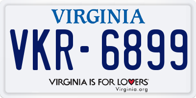 VA license plate VKR6899
