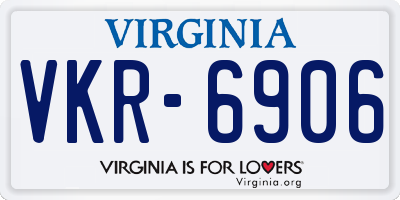 VA license plate VKR6906