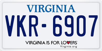 VA license plate VKR6907
