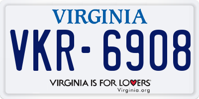 VA license plate VKR6908