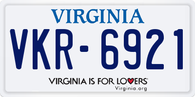 VA license plate VKR6921
