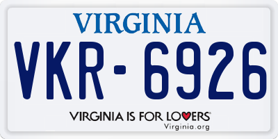 VA license plate VKR6926