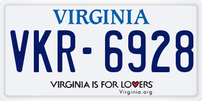 VA license plate VKR6928