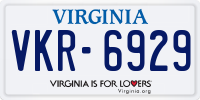 VA license plate VKR6929