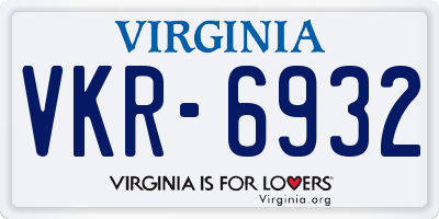 VA license plate VKR6932