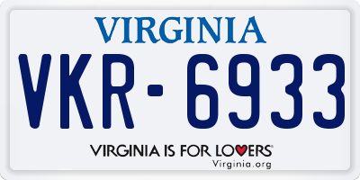 VA license plate VKR6933
