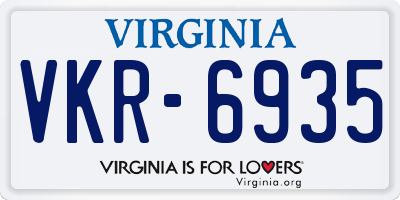 VA license plate VKR6935