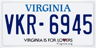 VA license plate VKR6945