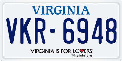 VA license plate VKR6948