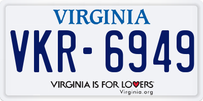 VA license plate VKR6949