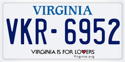 VA license plate VKR6952