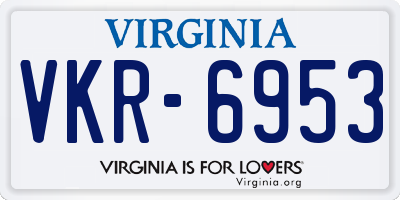 VA license plate VKR6953