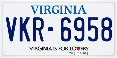 VA license plate VKR6958