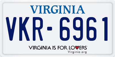 VA license plate VKR6961