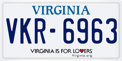VA license plate VKR6963