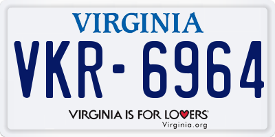 VA license plate VKR6964