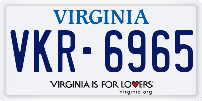 VA license plate VKR6965