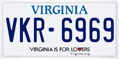 VA license plate VKR6969