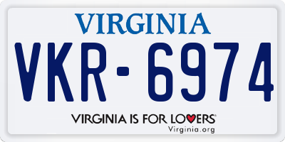 VA license plate VKR6974