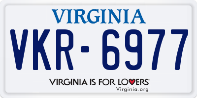 VA license plate VKR6977