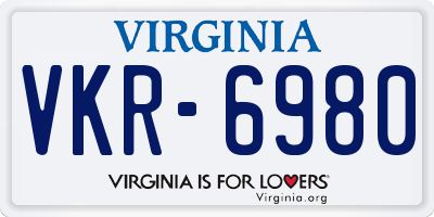 VA license plate VKR6980