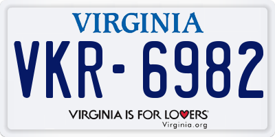 VA license plate VKR6982