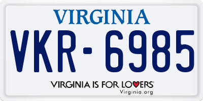 VA license plate VKR6985