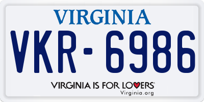 VA license plate VKR6986
