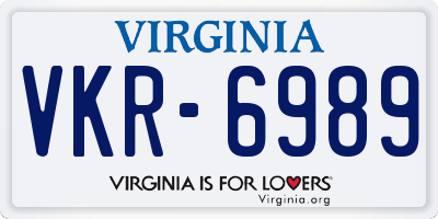 VA license plate VKR6989