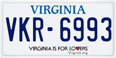 VA license plate VKR6993