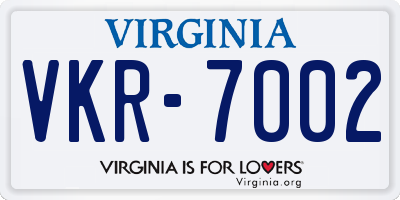 VA license plate VKR7002