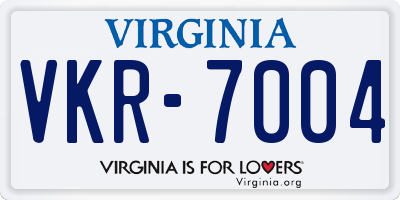 VA license plate VKR7004