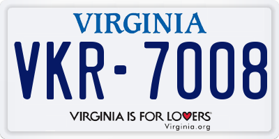 VA license plate VKR7008
