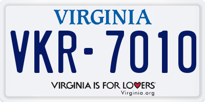 VA license plate VKR7010