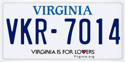 VA license plate VKR7014
