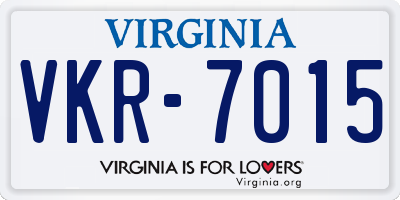 VA license plate VKR7015