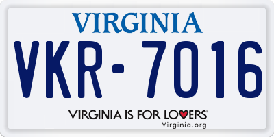 VA license plate VKR7016