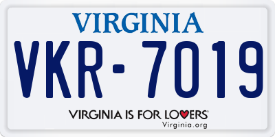VA license plate VKR7019