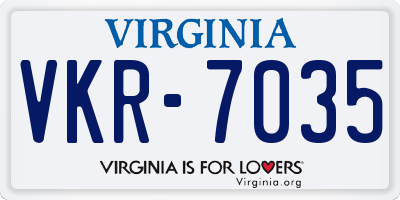 VA license plate VKR7035