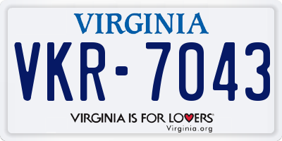 VA license plate VKR7043