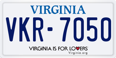 VA license plate VKR7050