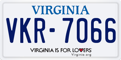 VA license plate VKR7066
