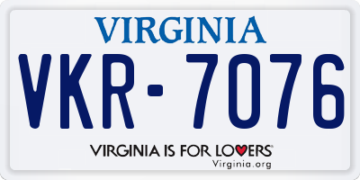 VA license plate VKR7076