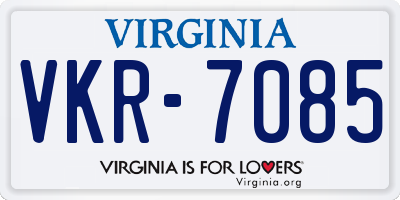 VA license plate VKR7085