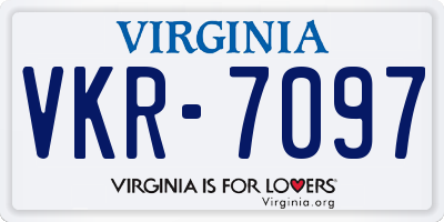 VA license plate VKR7097