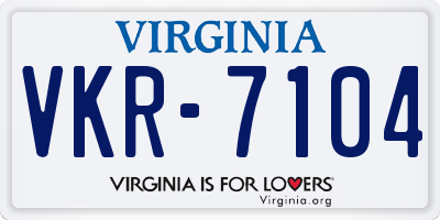 VA license plate VKR7104