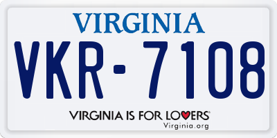 VA license plate VKR7108