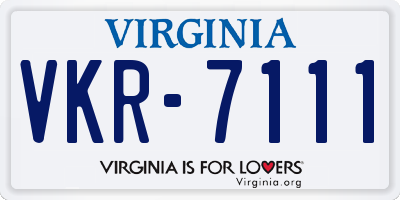 VA license plate VKR7111