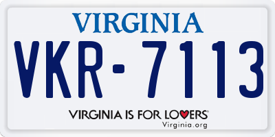 VA license plate VKR7113