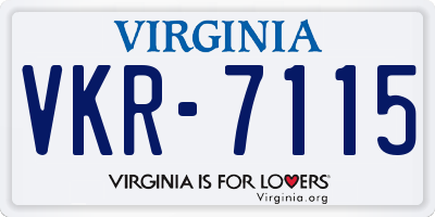 VA license plate VKR7115